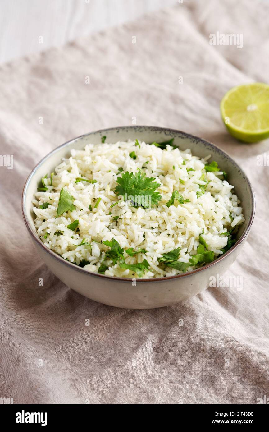 Homemade Cilantro Lime Rice in a Bowl, side view Stock Photo Alamy