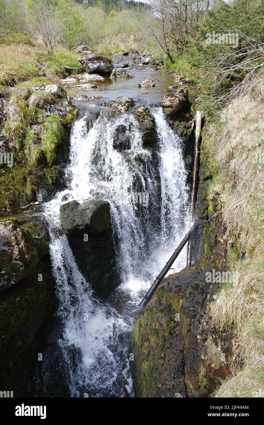 Severn-break-its-neck waterfall on the upper River Severn in Powys