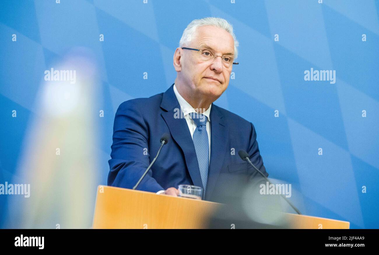 Munich, Bavaria, Germany. 29th June, 2022. JOACHIM HERRMAN, Interior Minister of Bavaria. The Bavarian Justice Minister Georg Eisenreich alongside the Interior Minister Joachim Herrmann presented reports on violence against police officers in Bavaria. (Credit Image: © Sachelle Babbar/ZUMA Press Wire) Stock Photo