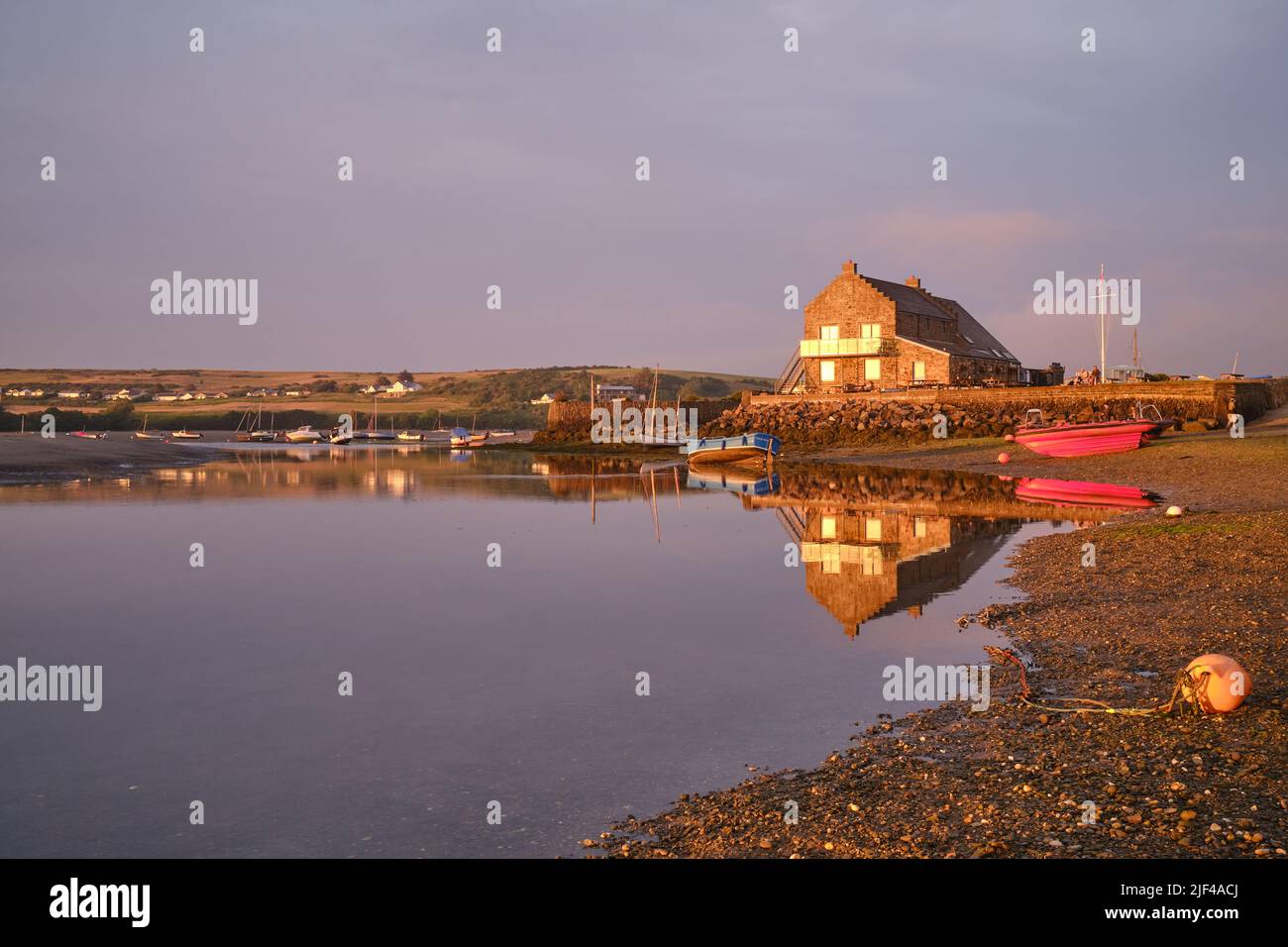 The boat house at Newport Parrog on the Pembrokeshire coast, Wales Stock Photo