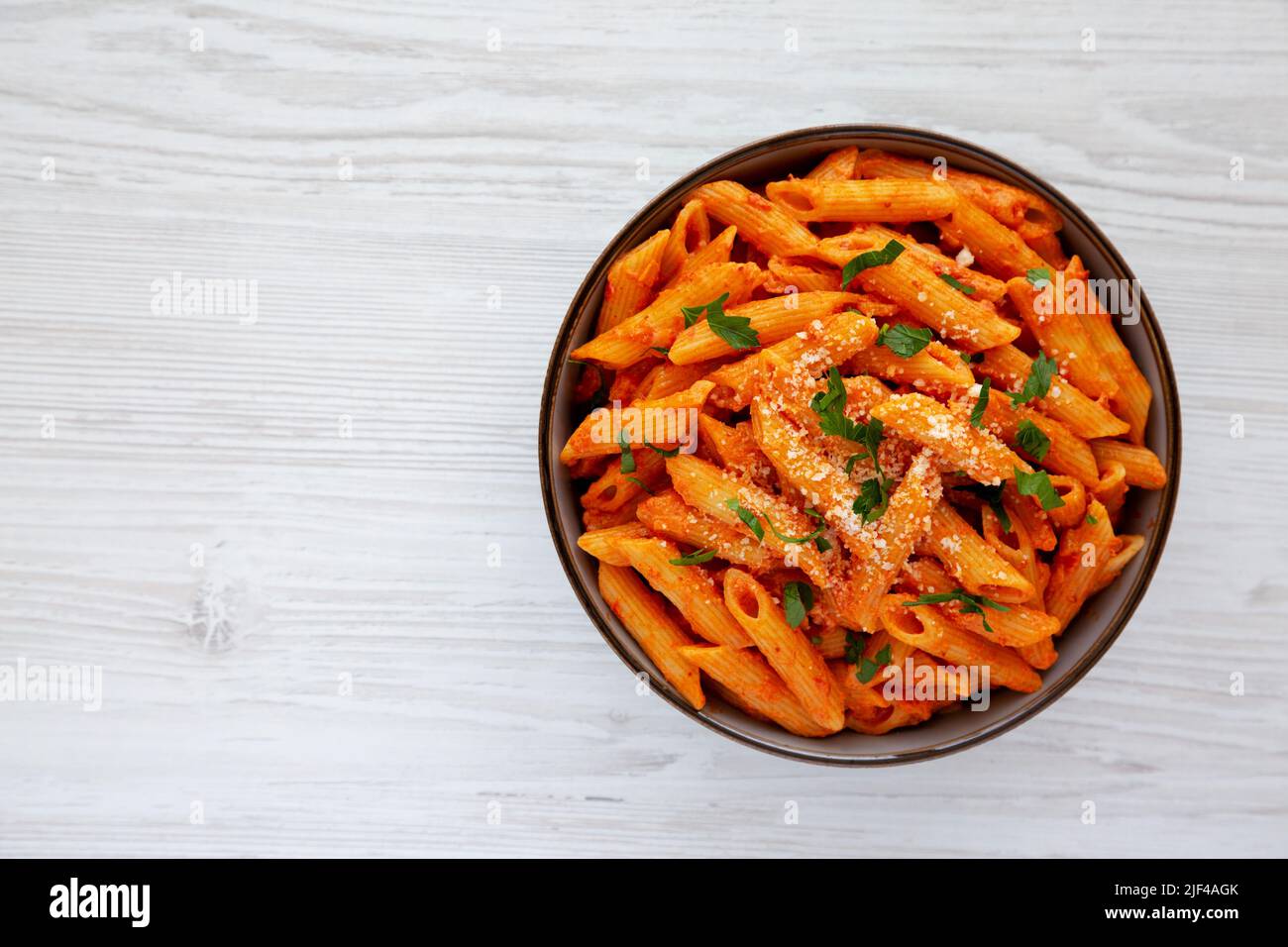 Homemade Penne Alla Vodka from Leftover Sauce with Cheese and Parsley