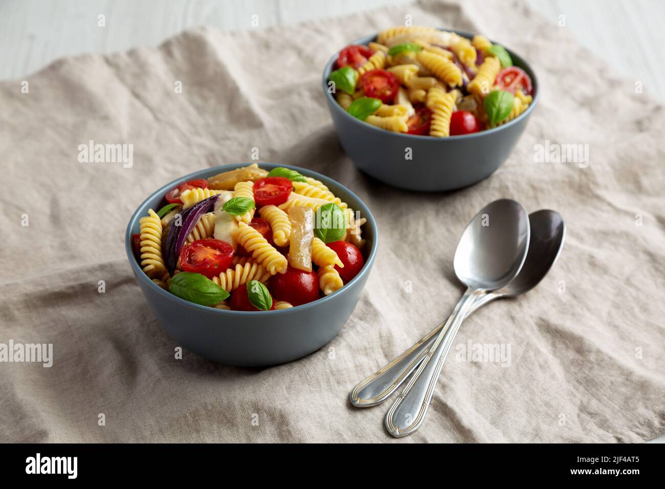 Homemade Fusilli Pasta Salad with Mozzarella and Vegetables, side view Stock Photo Alamy