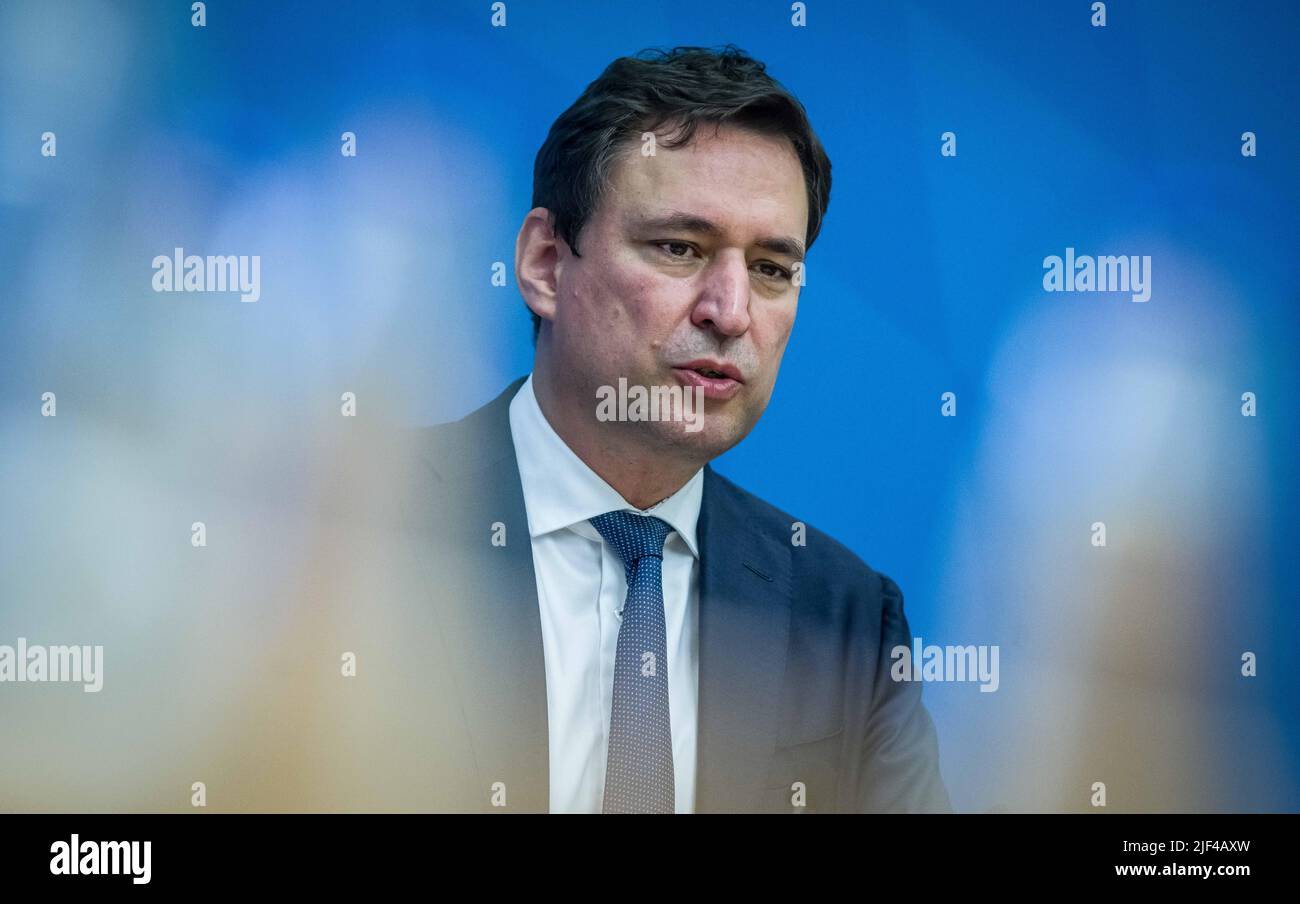 Munich, Bavaria, Germany. 29th June, 2022. Bavarian Justice Minister GEORG EISENREICH. The Bavarian Justice Minister Georg Eisenreich alongside the Interior Minister Joachim Herrmann presented reports on violence against police officers in Bavaria. (Credit Image: © Sachelle Babbar/ZUMA Press Wire) Stock Photo