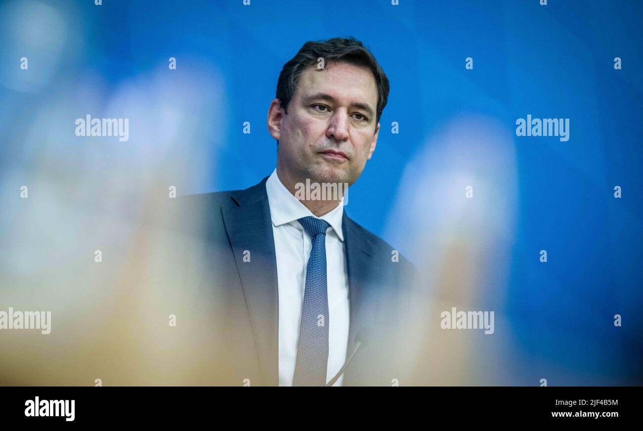 Munich, Bavaria, Germany. 29th June, 2022. Bavarian Justice Minister GEORG EISENREICH. The Bavarian Justice Minister Georg Eisenreich alongside the Interior Minister Joachim Herrmann presented reports on violence against police officers in Bavaria. (Credit Image: © Sachelle Babbar/ZUMA Press Wire) Stock Photo