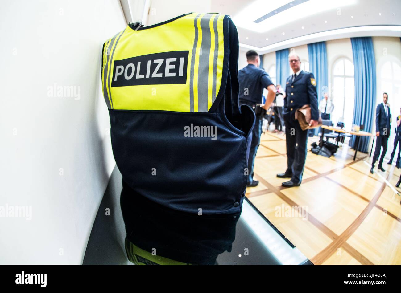 Munich, Bavaria, Germany. 29th June, 2022. The Bavarian Justice Minister Georg Eisenreich alongside the Interior Minister Joachim Herrmann presented reports on violence against police officers in Bavaria. (Credit Image: © Sachelle Babbar/ZUMA Press Wire) Stock Photo
