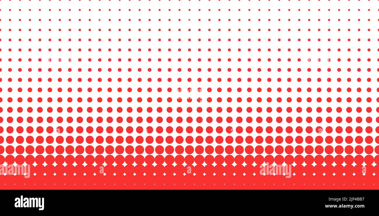 Halftone dot retro background. Red on white half tone gradient vector ...