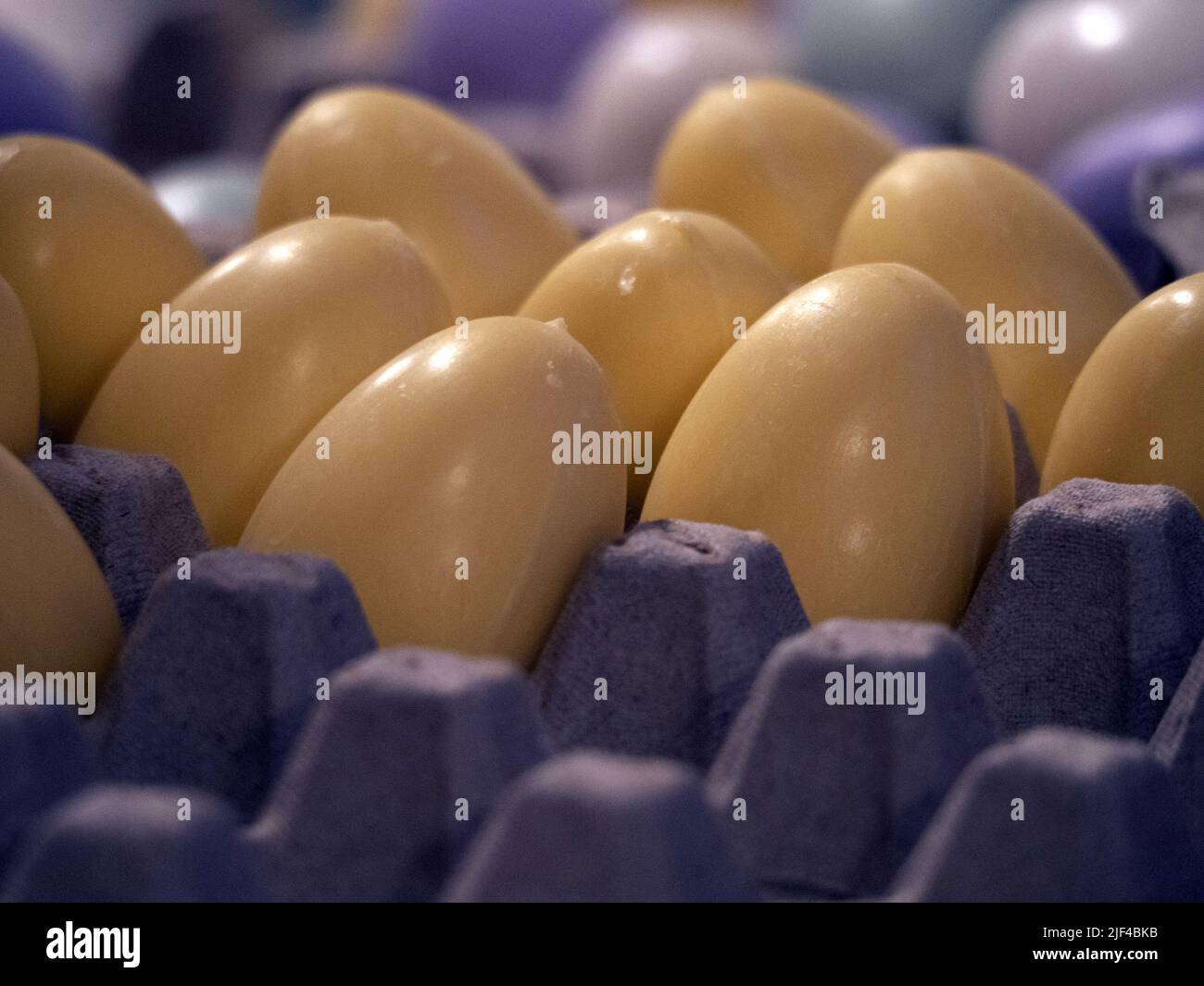 Soap factory colorful eggs shape detail Stock Photo - Alamy