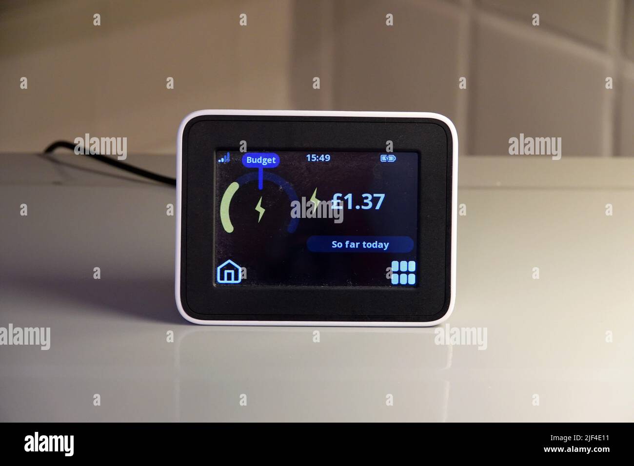 An electricity smartmeter, checking electricity usage, UK Stock Photo