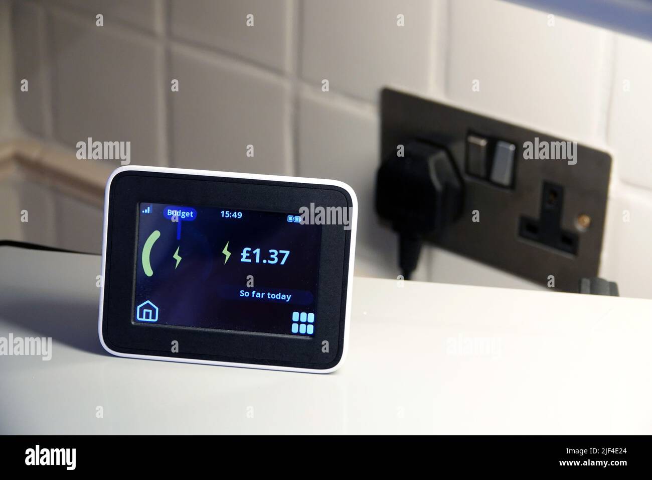 An electricity smart-meter, checking electricity usage, UK Stock Photo