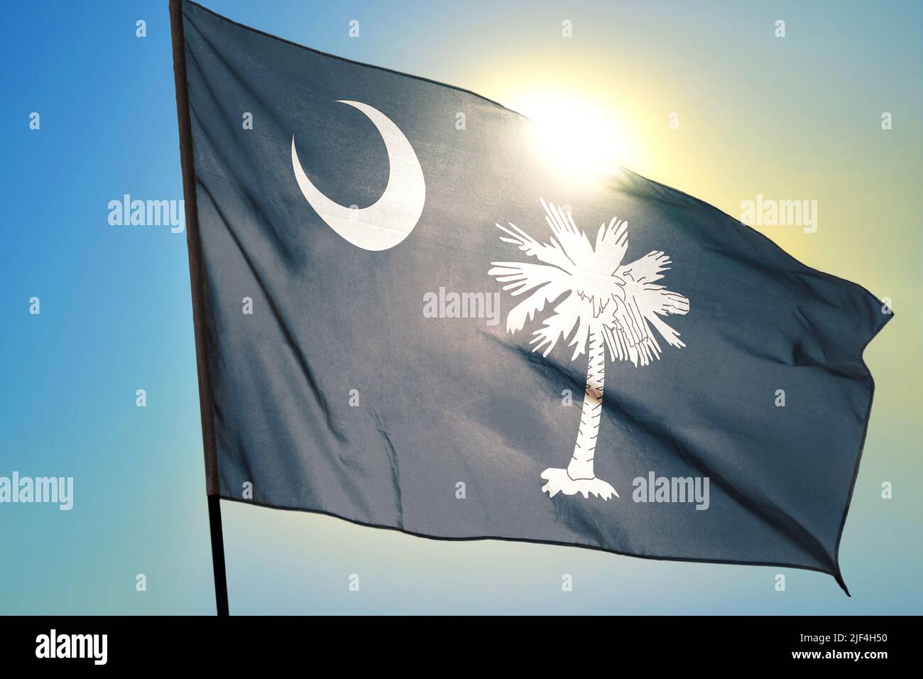 South Carolina state of United States flag waving on the wind Stock Photo