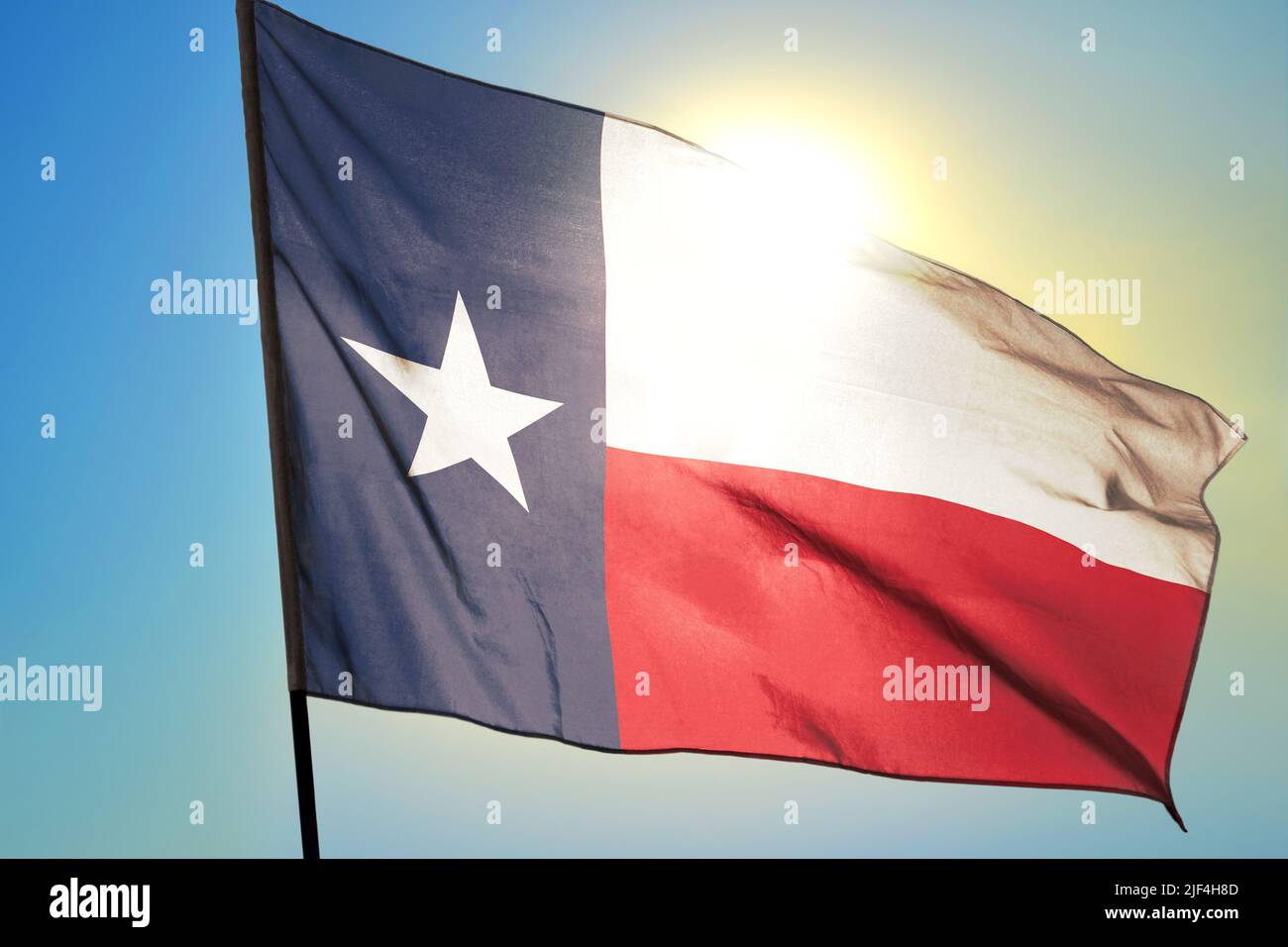 Texas state of United States flag waving on the wind Stock Photo