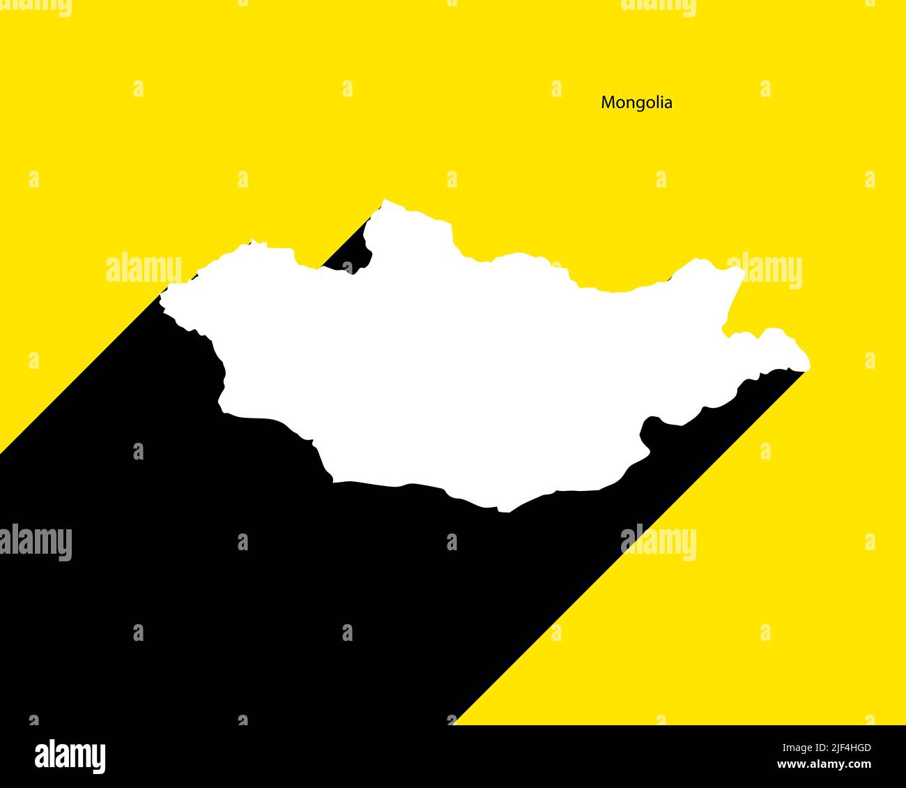 Mongolia Map on retro poster with long shadow. Vintage sign easy to edit, manipulate, resize or colourise. Stock Vector