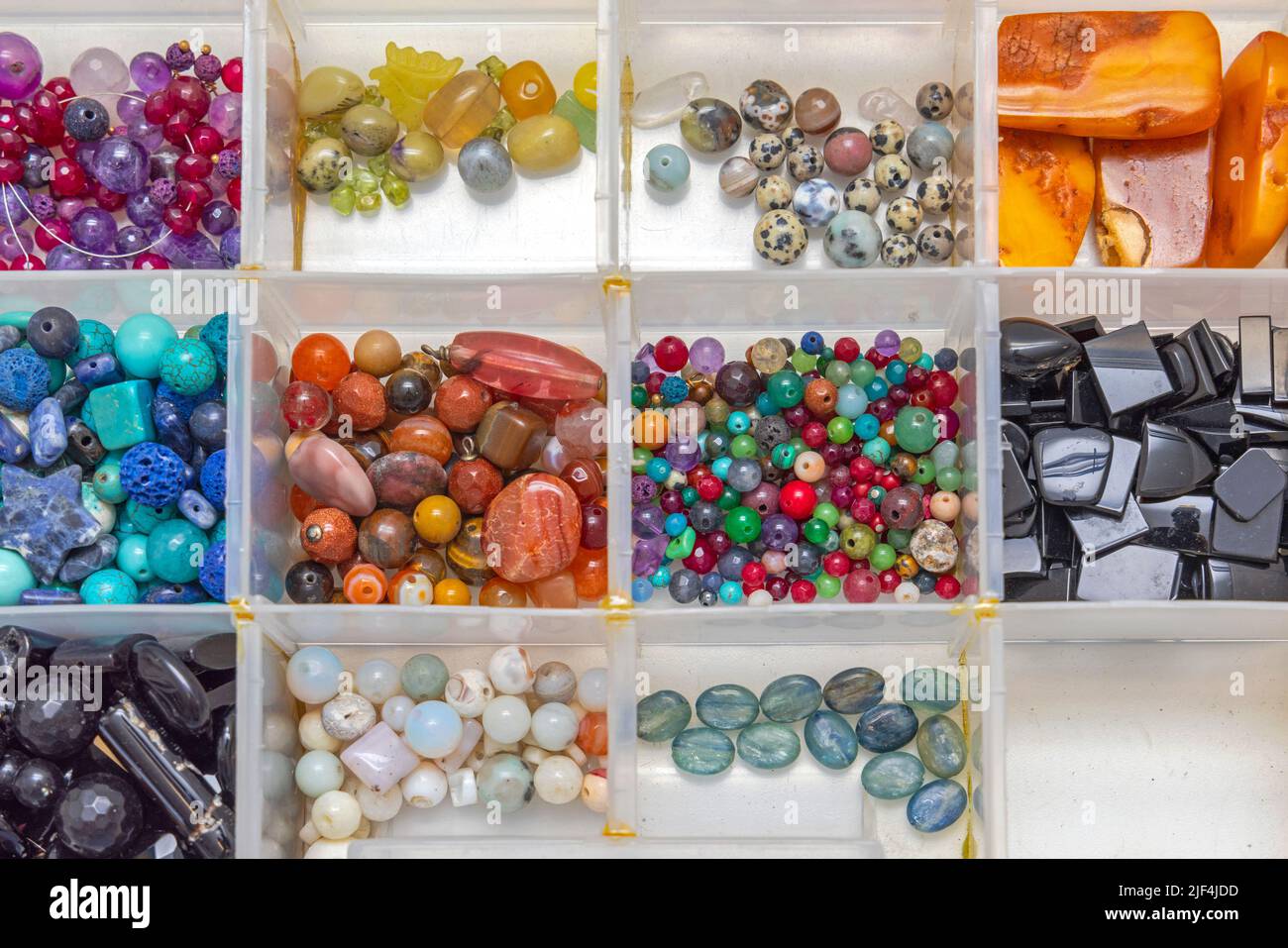 Gemstones Jewelry Craft Material in Organizer Tackle Box Tray Stock
