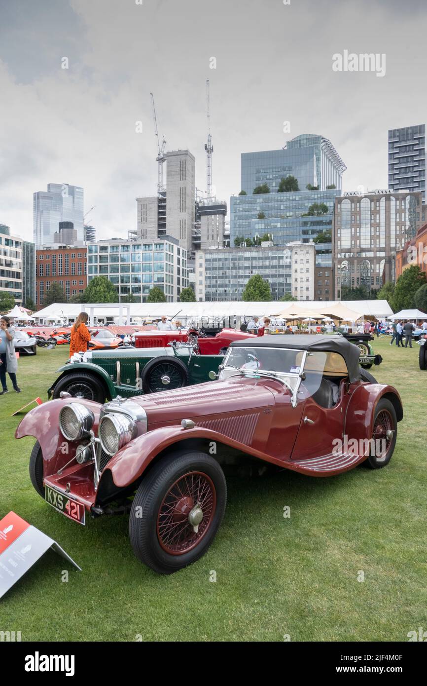 1938 Jaguar SS100 class winner at the London Concours at the Honourable Artillery Company in the City of London UK Stock Photo