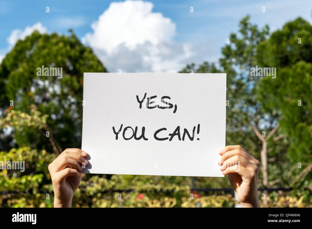 Life motivational and inspirational quotes: Yes you can Stock Photo