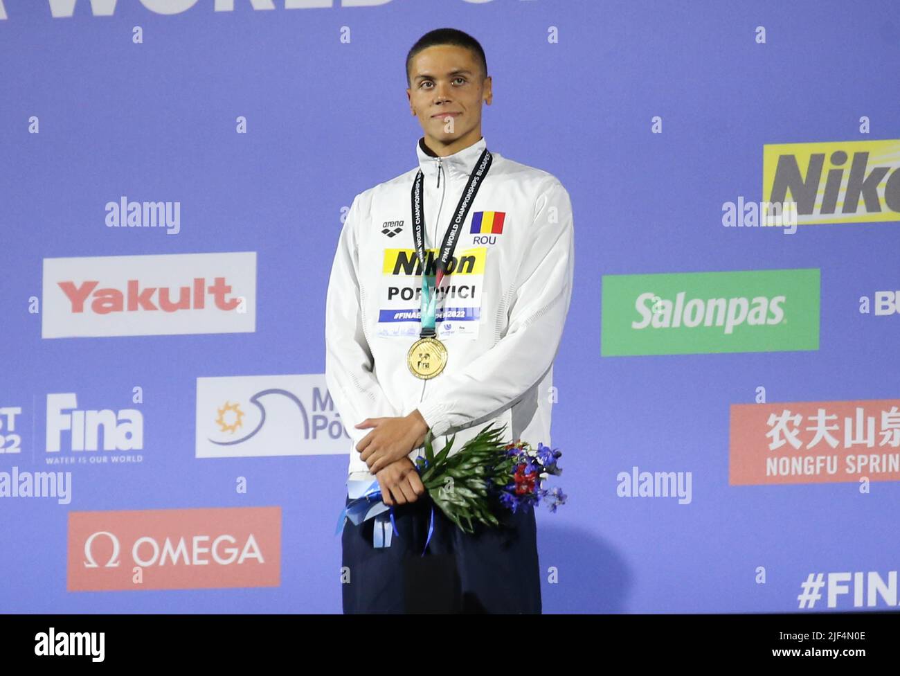 David Popovici of Roumanie Podium 200 M Freestyle Men during the 19th