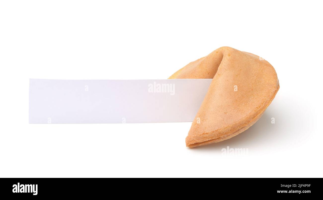 Fortune cookies with blank piece of paper isolated on white Stock Photo