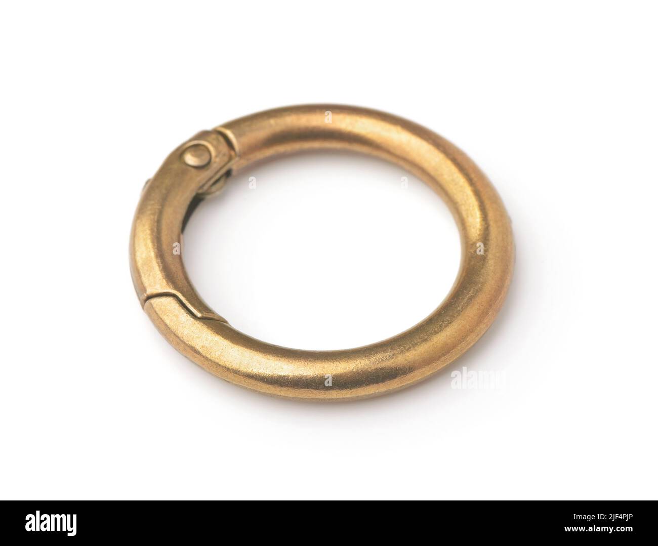Old empty bronze keyring isolated on white Stock Photo