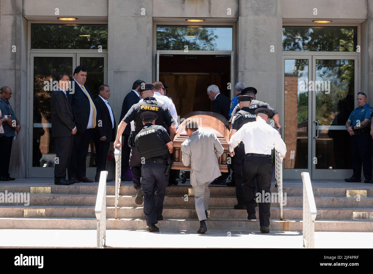 Kenilworth, New Jersey, USA. 28th June, 2022. Members of the Kenilworth