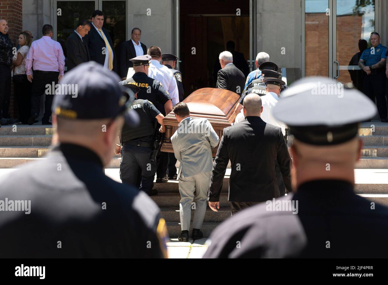 Kenilworth, New Jersey, USA. 28th June, 2022. Members of the Kenilworth