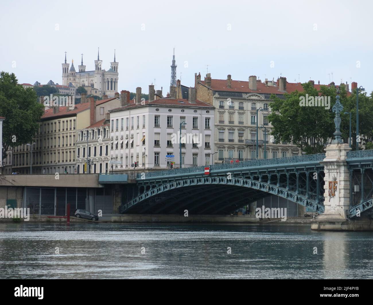 View of Lyon, the third largest city in France at the confluence of the River Rhone and River Saone. Stock Photo