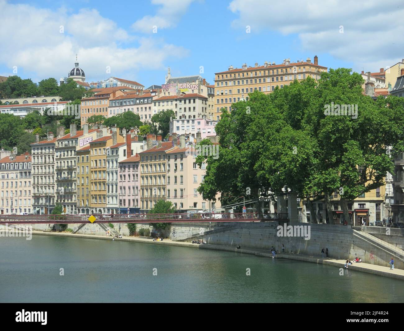 View of Lyon, the third largest city in France at the confluence of the River Rhone and River Saone. Stock Photo
