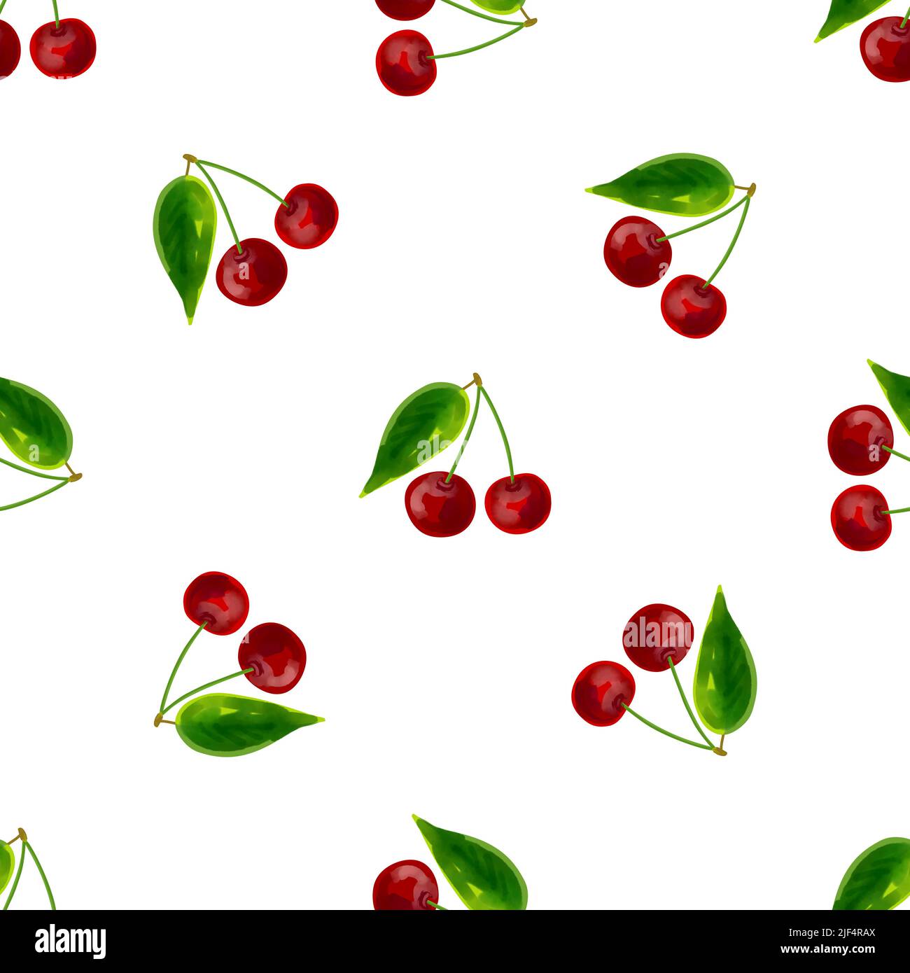Seamless pattern with illustration of cherries on a white background