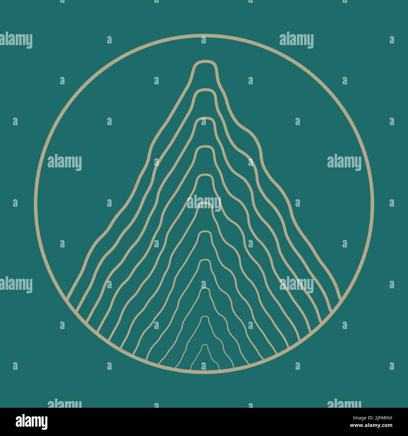 Mountain linearlogo in minimalistic style. Vector round icon Stock Vector