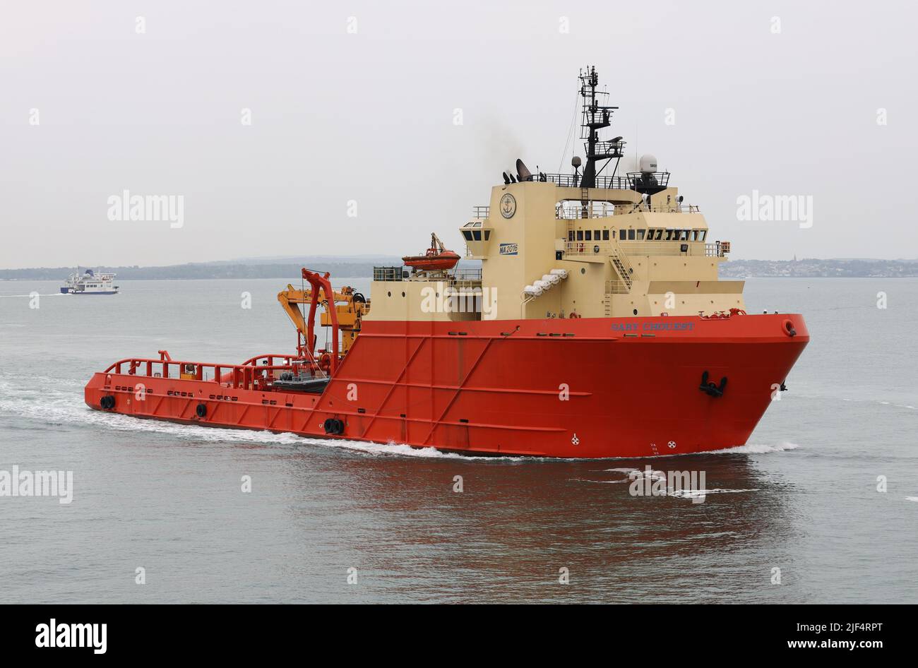 The United States offshore support ship GARY CHOUEST arriving at the Naval Base Stock Photo