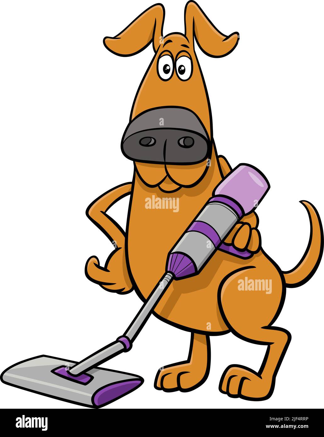 Cartoon illustration of funny dog animal character with vacuum cleaner Stock Vector Image & Art