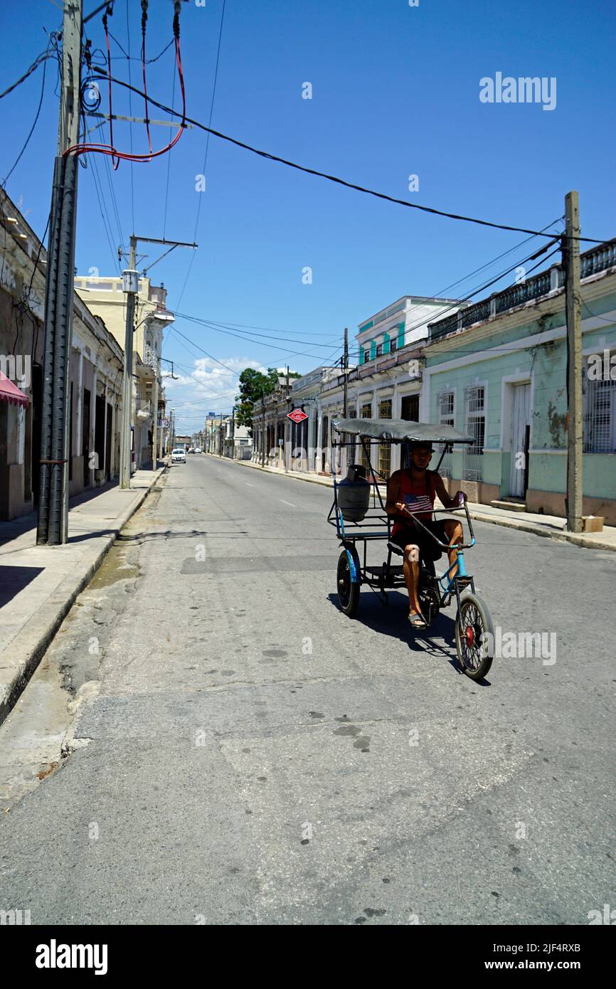 Havana, Cuba, circa May 2022: old bike taxi in the streets of havana vieja Stock Photo