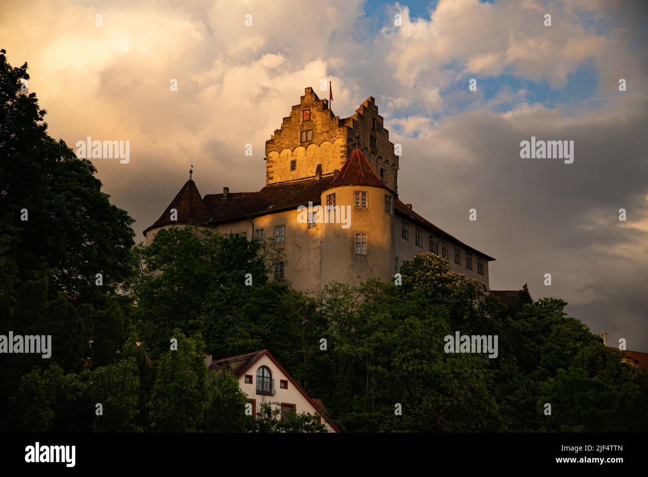 Medieval Meersburg Castle at Lake Constance or Bodensee, Germany Stock