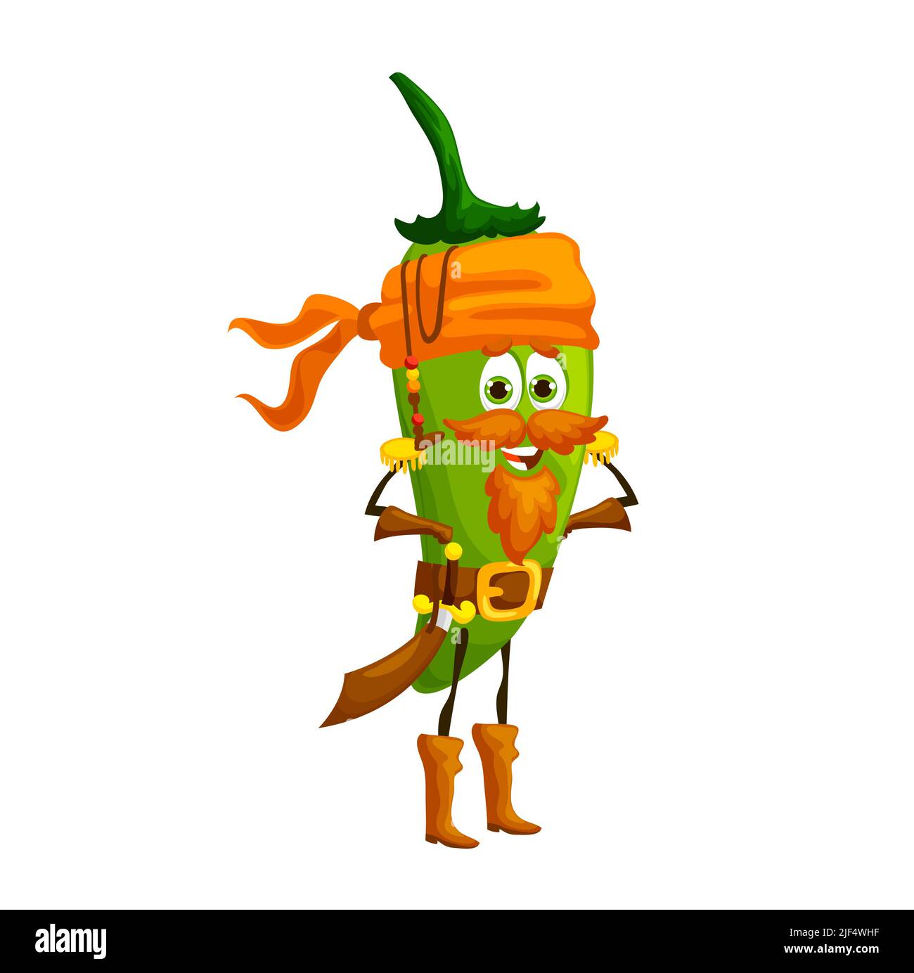 Cartoon Mexican Jalapeno Pepper Bearded Pirate Character With Cute Cartoon Mexican Jalapeno Pepper Bearded Pirate Character With Cute