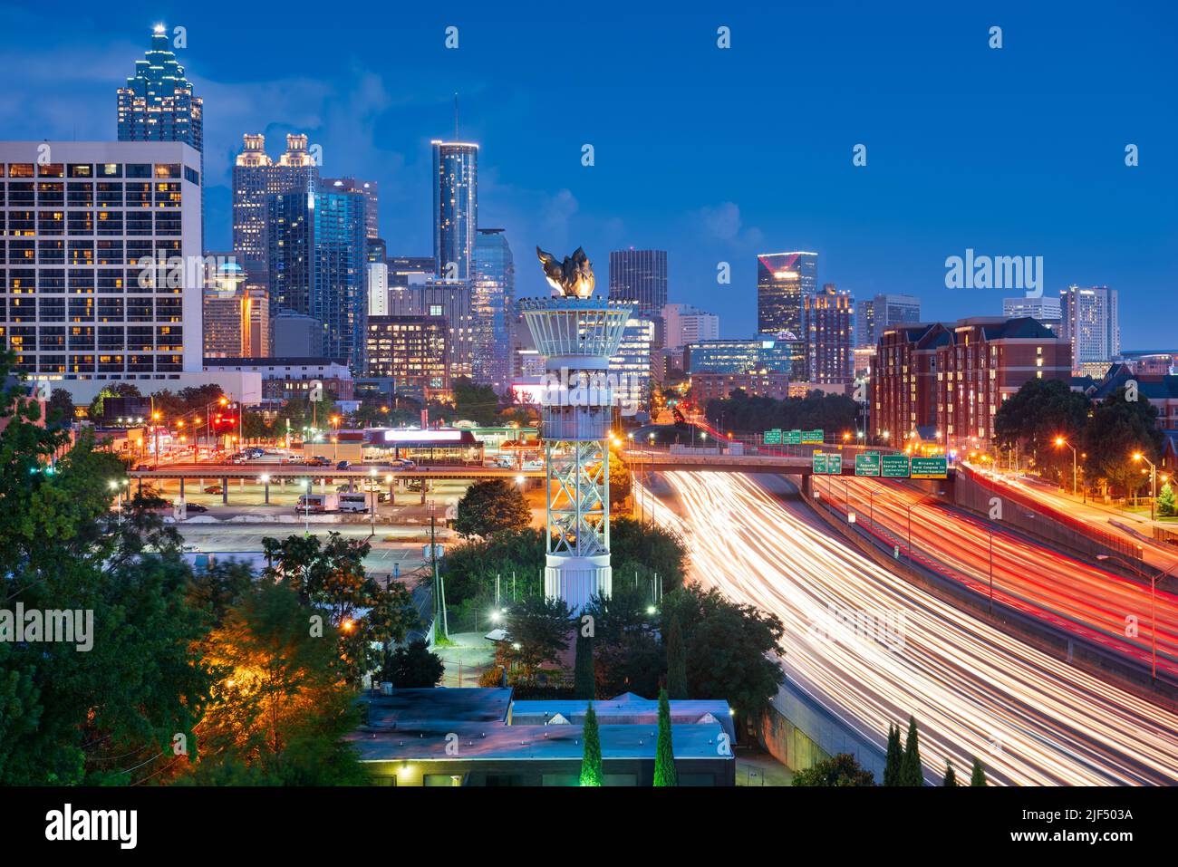 Atlanta, Georgia, USA downtown cityscape at dusk. Stock Photo
