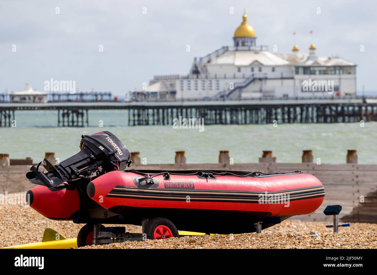 Lifeguard inflatable Eastbourne beach Stock Photo Alamy