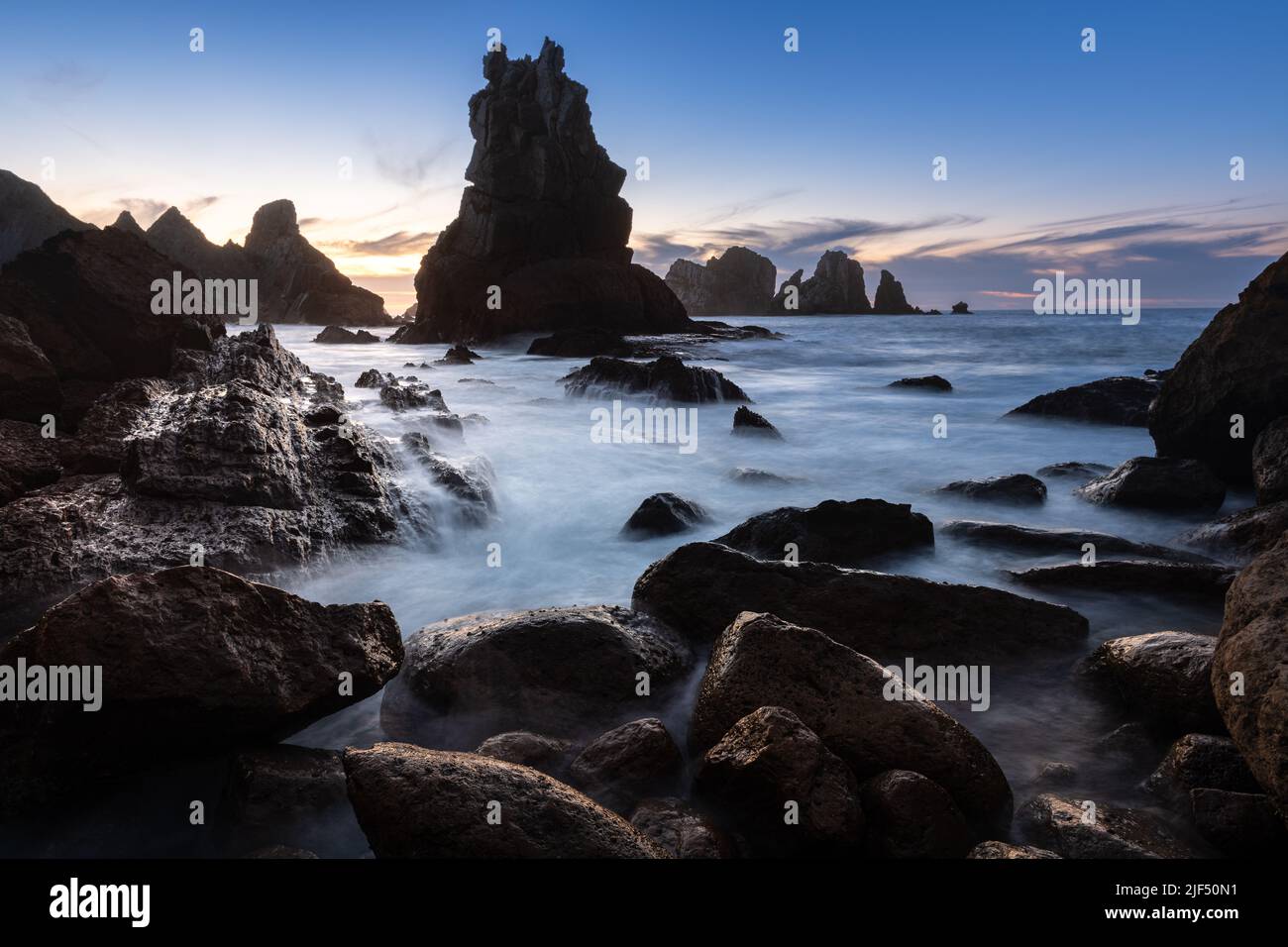 Broken Coast-Costa Quebrada at Liencres, Cantabria in Spain Stock Photo