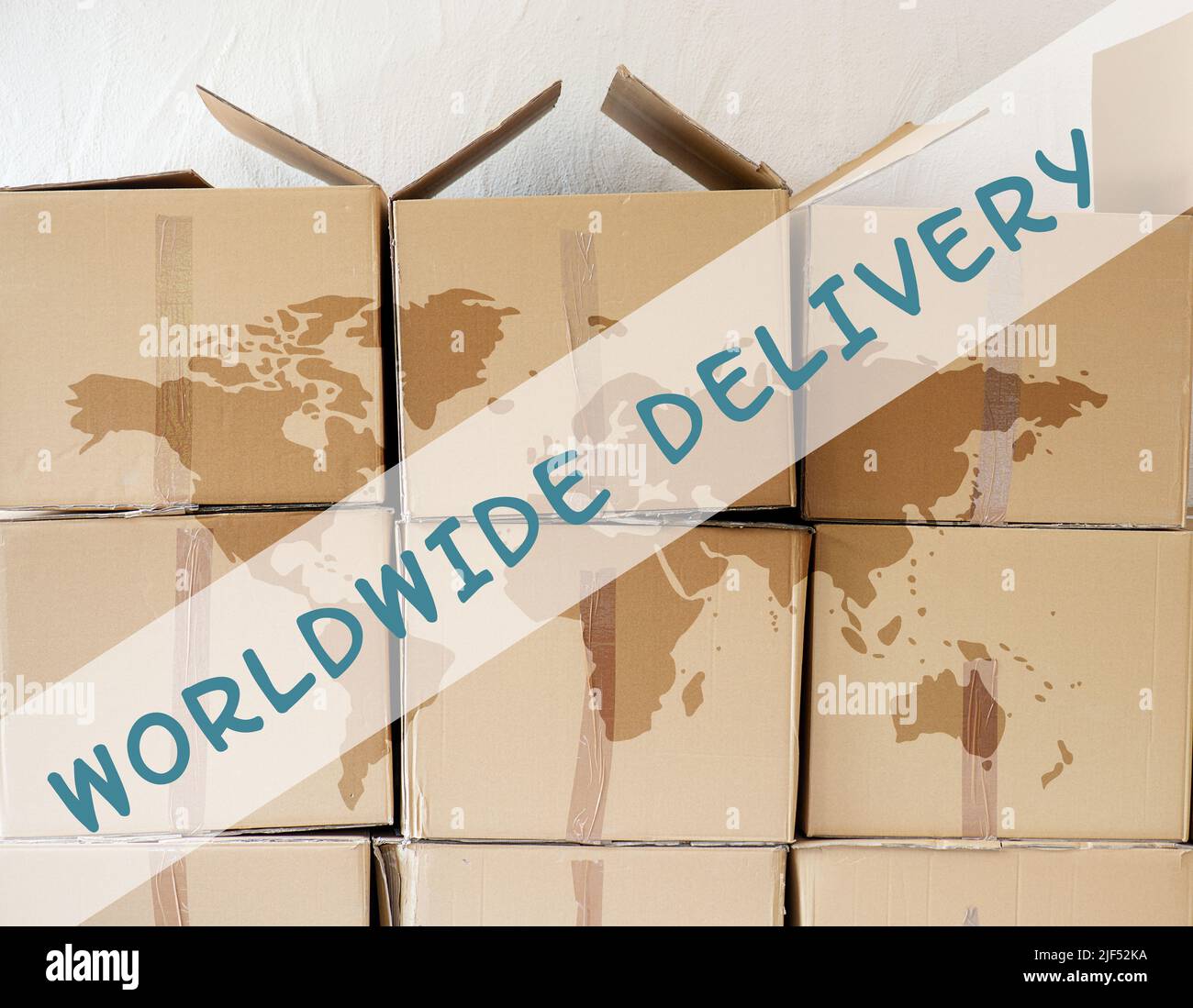 Many parcels standing in a warehouse, online shopping with worldwide