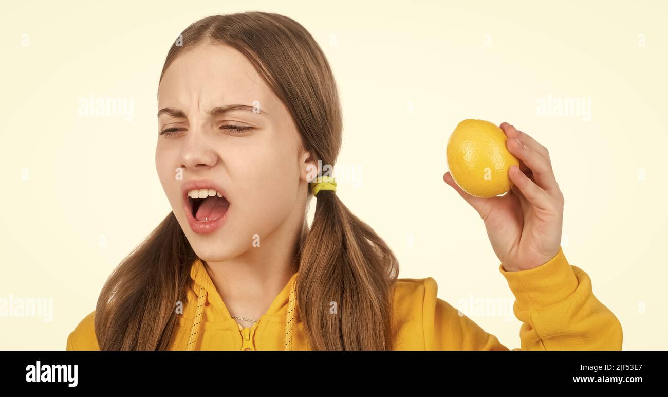 citrus fruits. organic fresh lemon. healthy life. kid facial expression