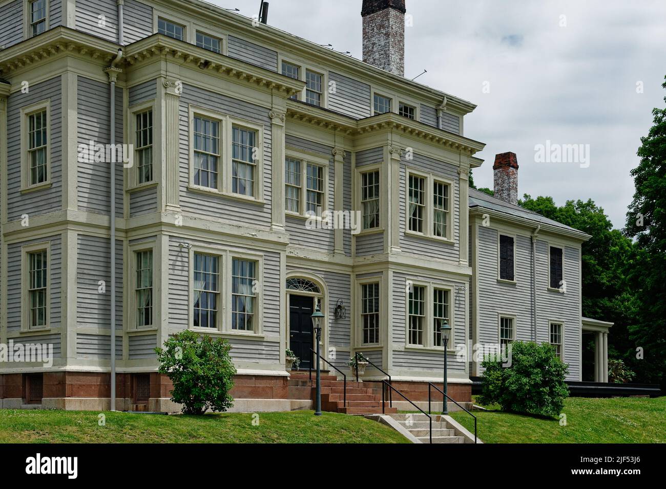 The front view of the historic Lyman Estate home. Waltham