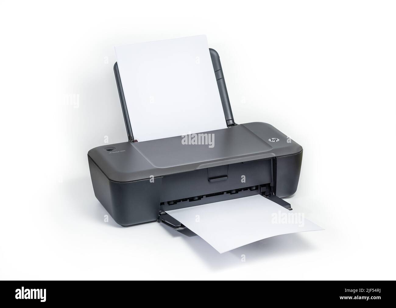 Belgrade, Serbia - June 28, 2022. HP Hewlett-Packard InkJet printer isolated on white background with clipping path included Stock Photo