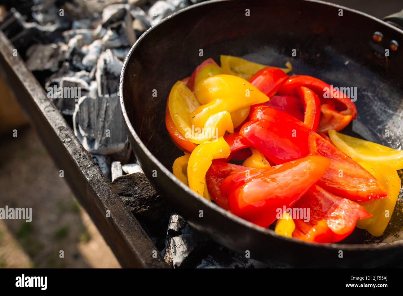 Sweet red pepper on the grill. A great vegetarian dish Stock Photo Alamy
