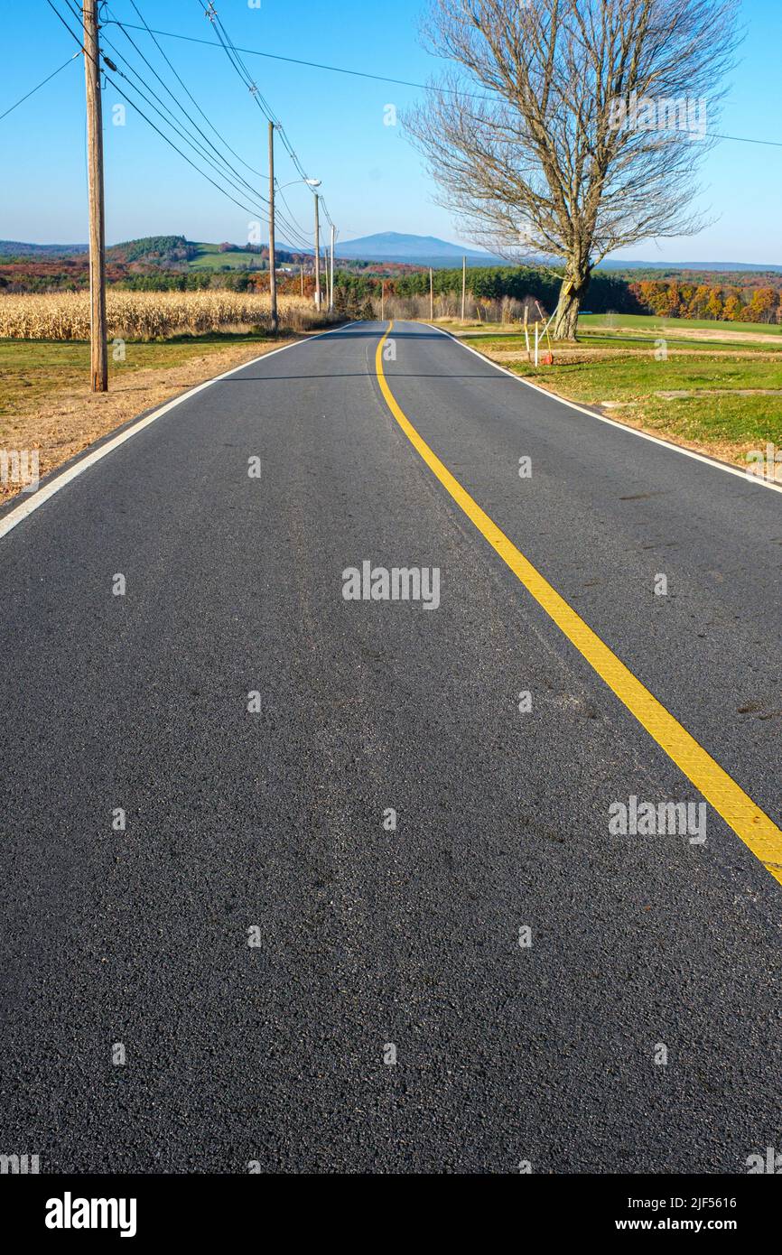 Highway in Massachusetts  - Mount Monadnock in the background Stock Photo