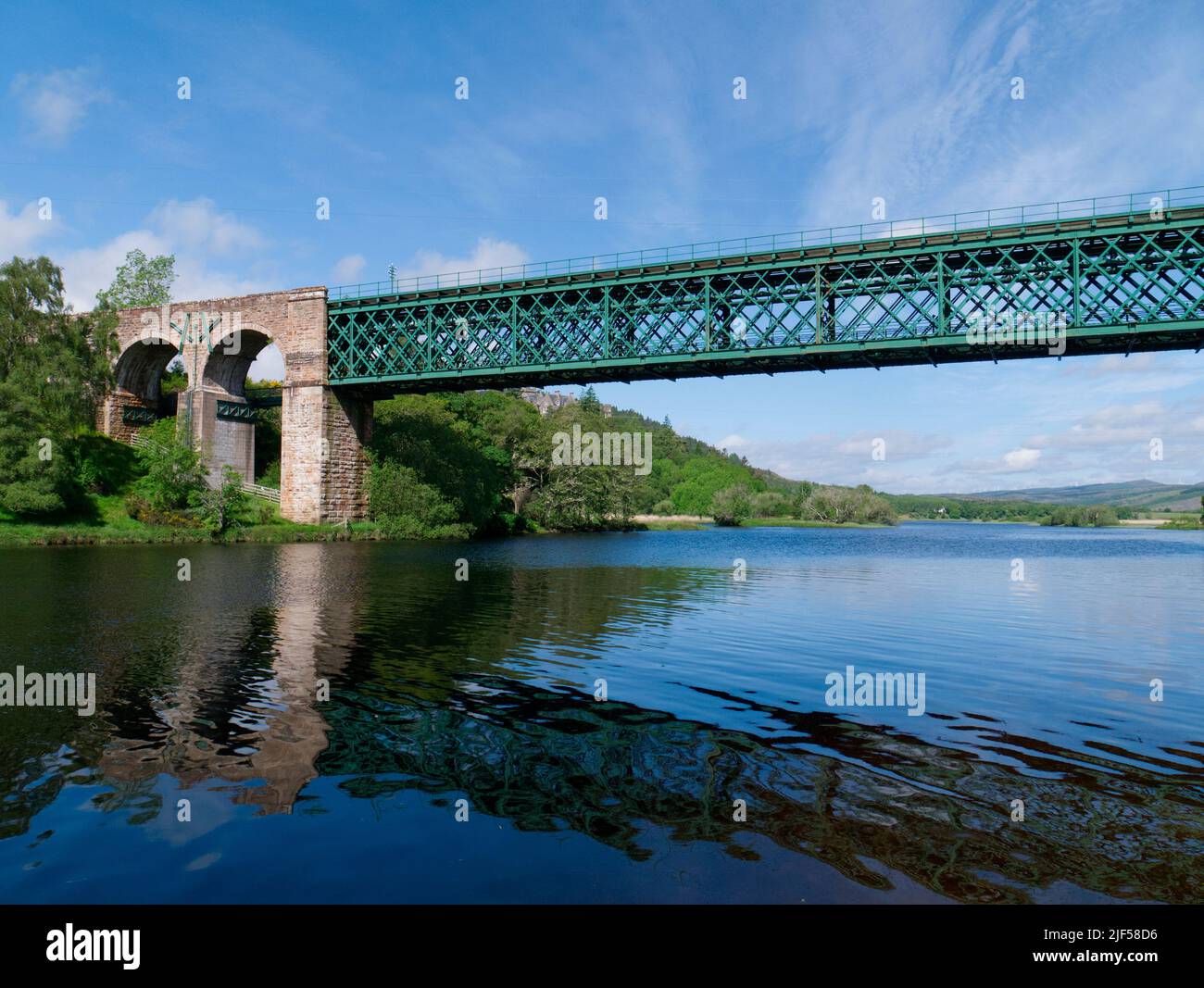 Shin railway viaduct over Kyle of Sutherland, Highland Scotland Stock Photo