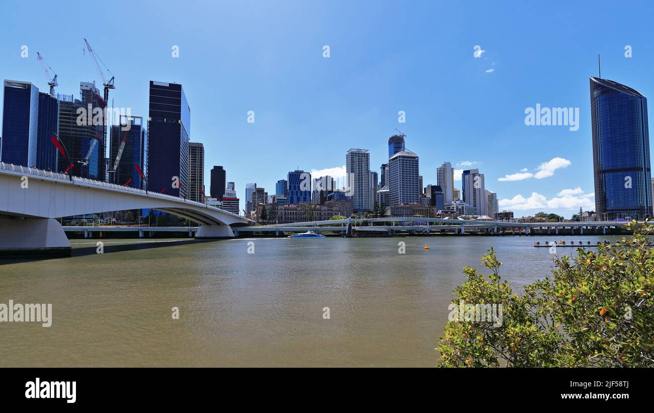 018 Skyscrapers in the CBD seen from across the river. Brisbane-Australia. Stock Photo