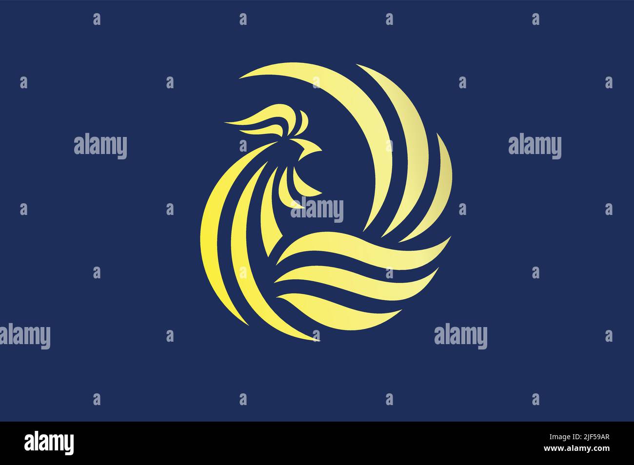 Abstract Design of Rooster Round Logo Template Stock Vector