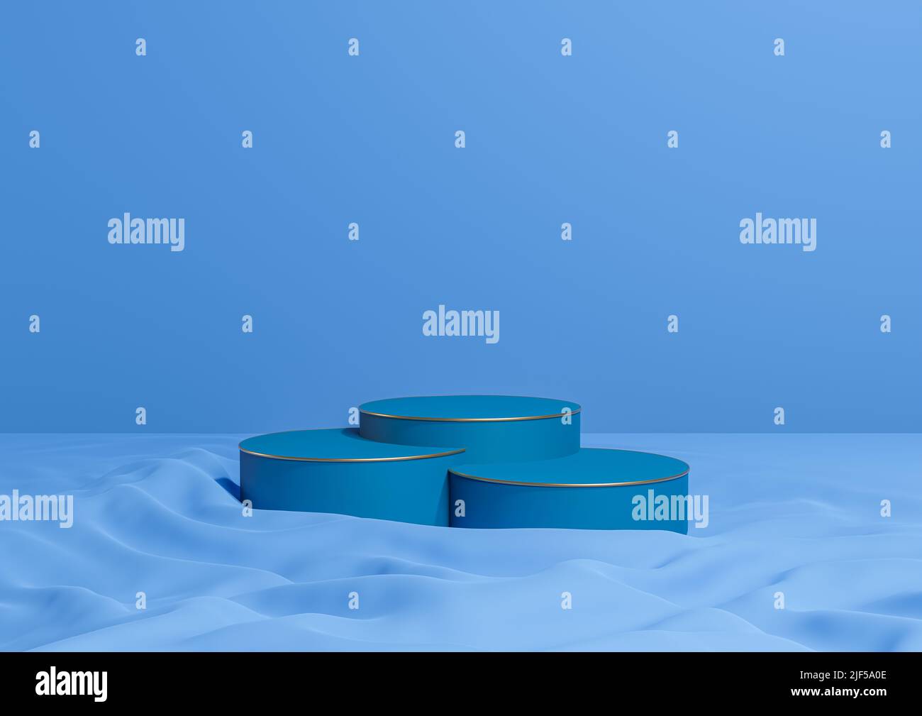 Bright, dark, pastel blue 3D rendering minimal product display three ...