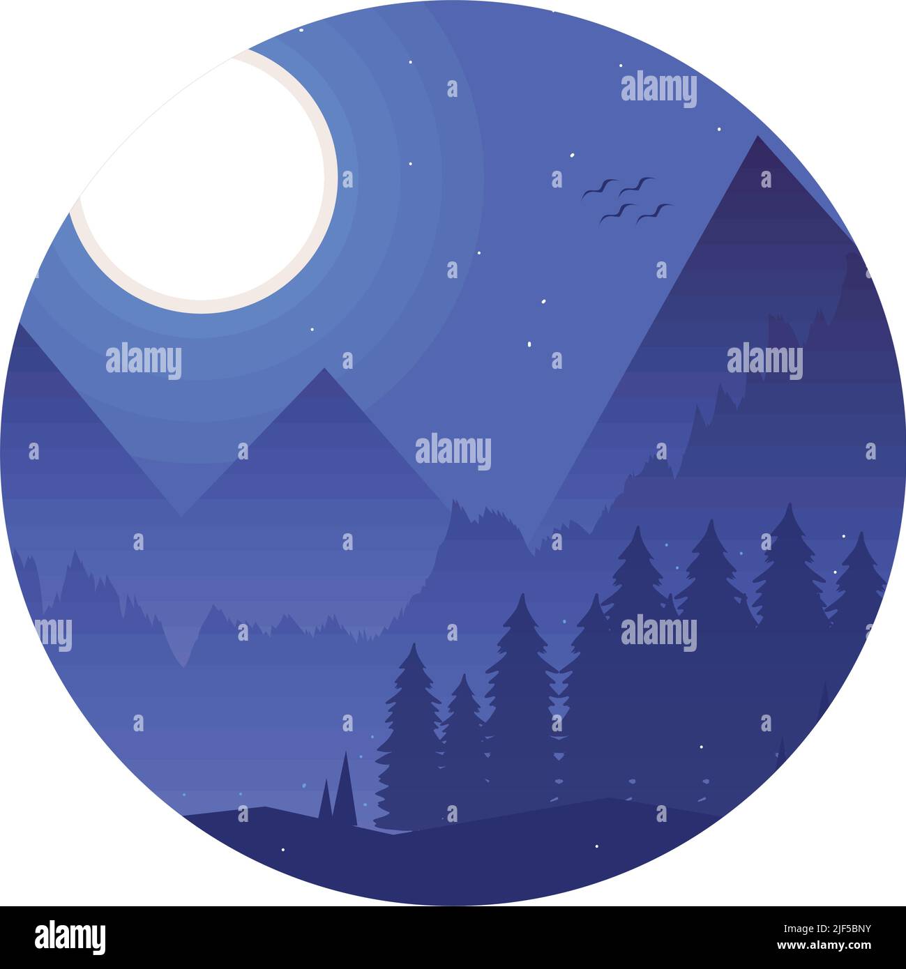 landscape night forest Stock Vector
