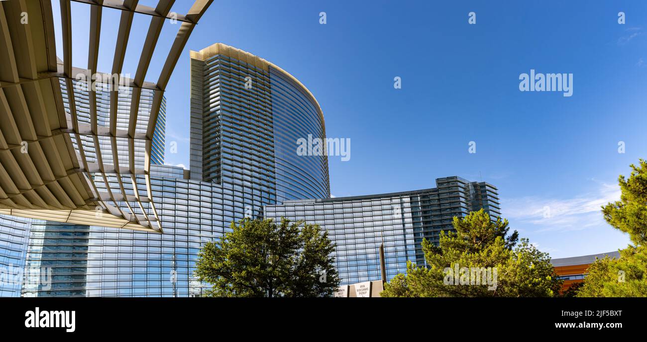 Modern Steel and Glass High Rise Hotel, Las Vegas, Nevada, USA Stock