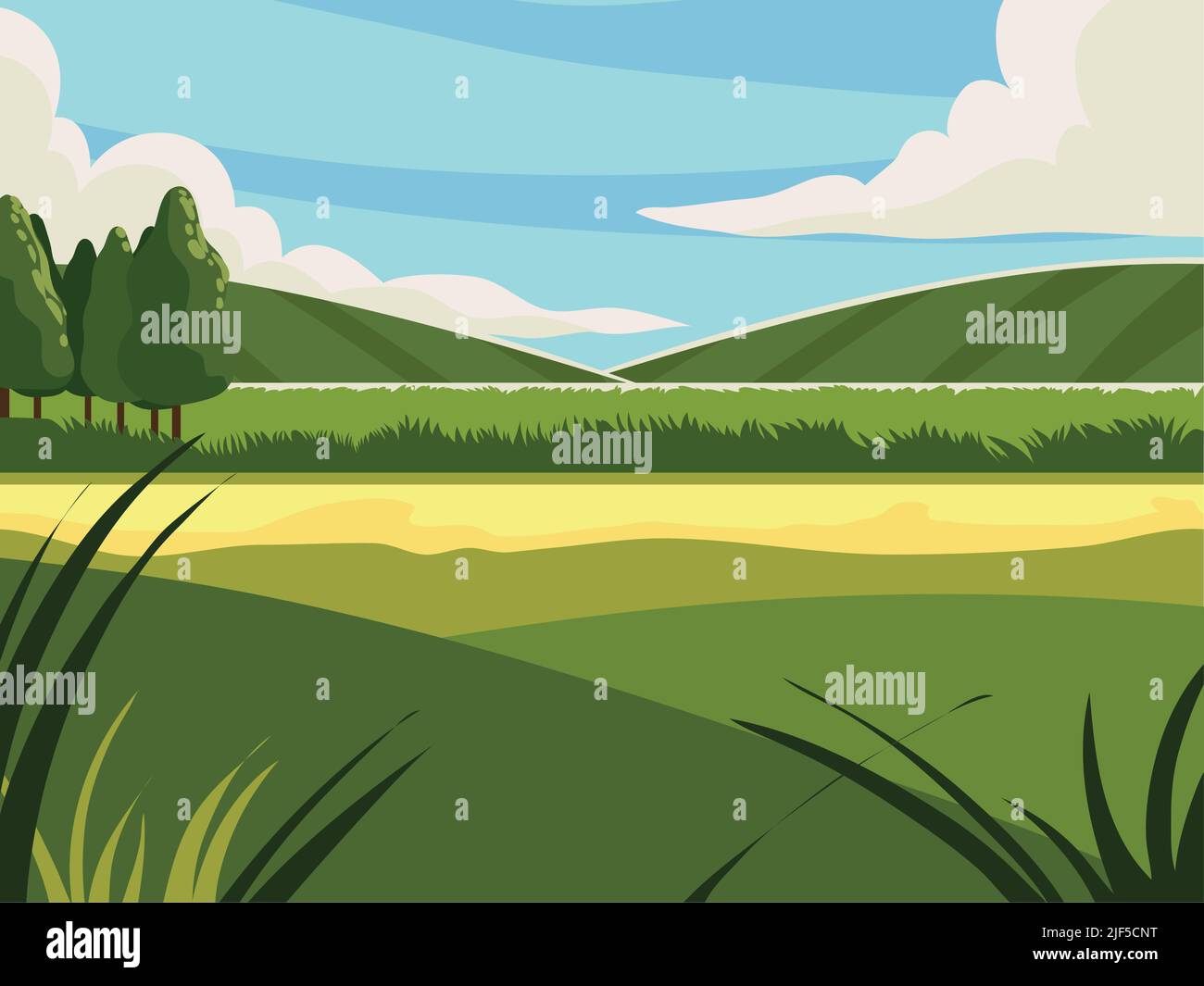 Vector Rural Hills Green rural pasture hills Stock Vector Images - Alamy