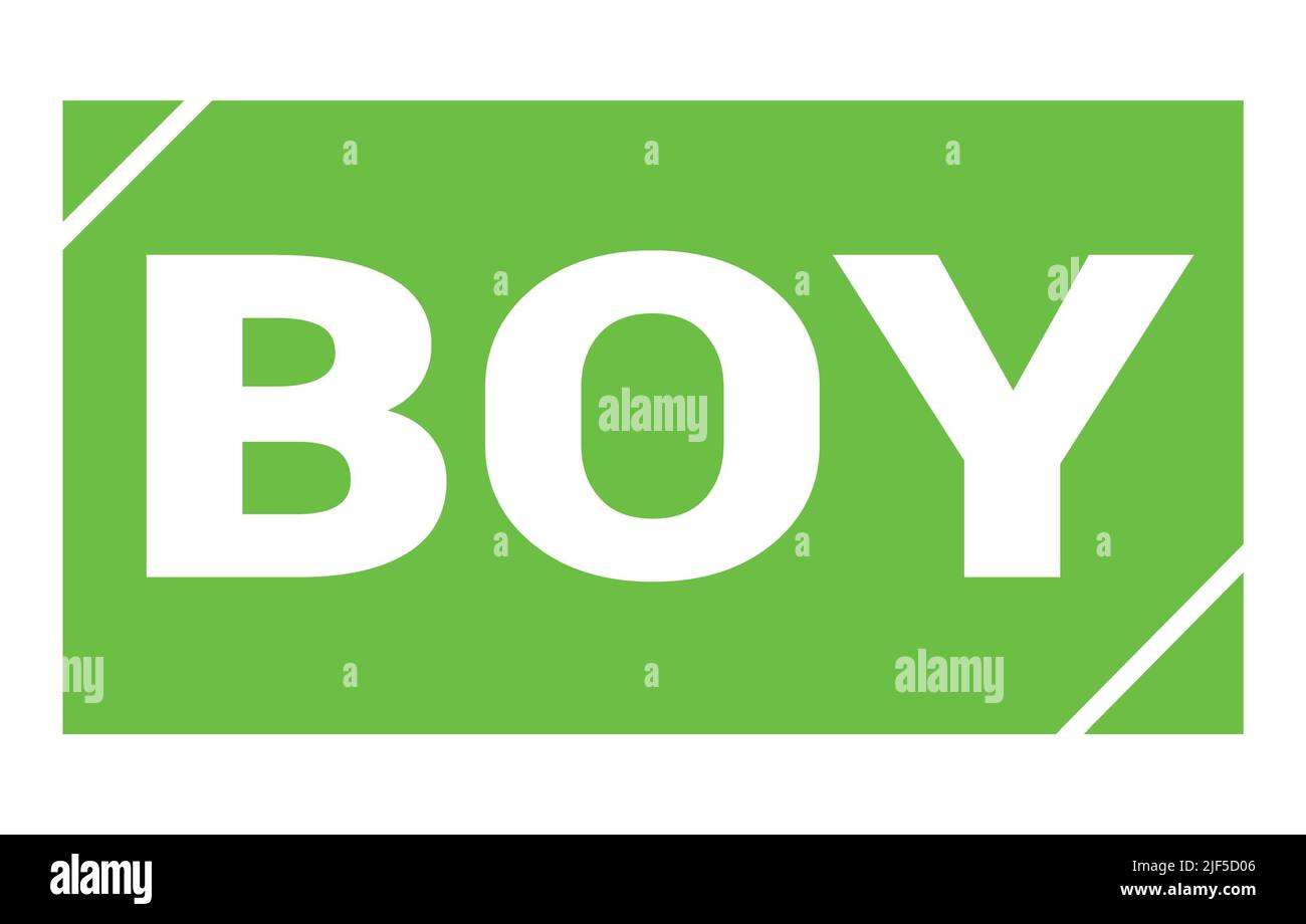 BOY text written on green rectangle stamp sign Stock Photo Alamy